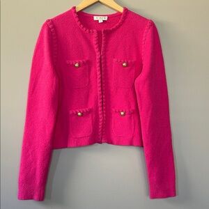 J. Crew Odette‎ Sweater Lady Jacket Boucle Size Medium Pink